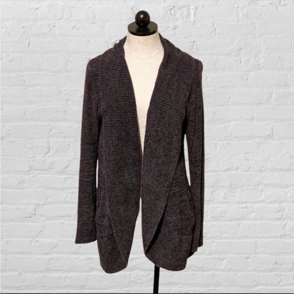 Barefoot Dreams Cozy Chic Lite Circle Cardigan Open Front Dark Gray Medium - Picture 3 of 10